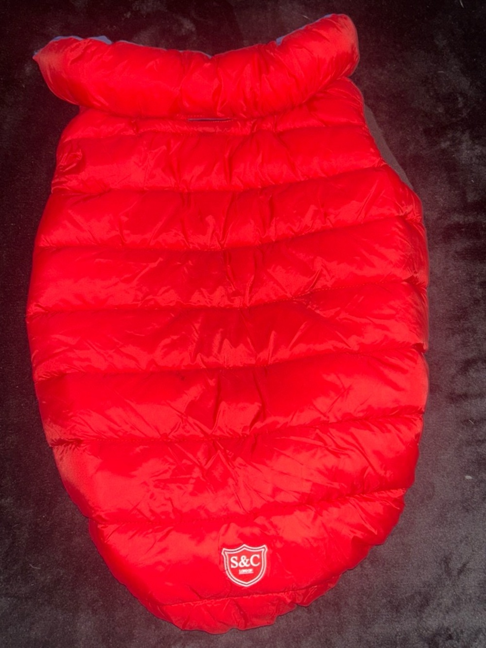 S&C Red Quilted Dog Puffer Coat